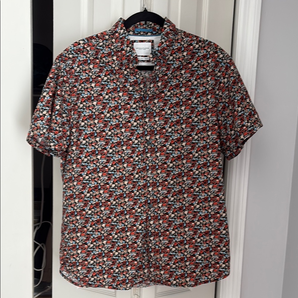 Denim & Flower Red and Black Casual Button Down Shirt